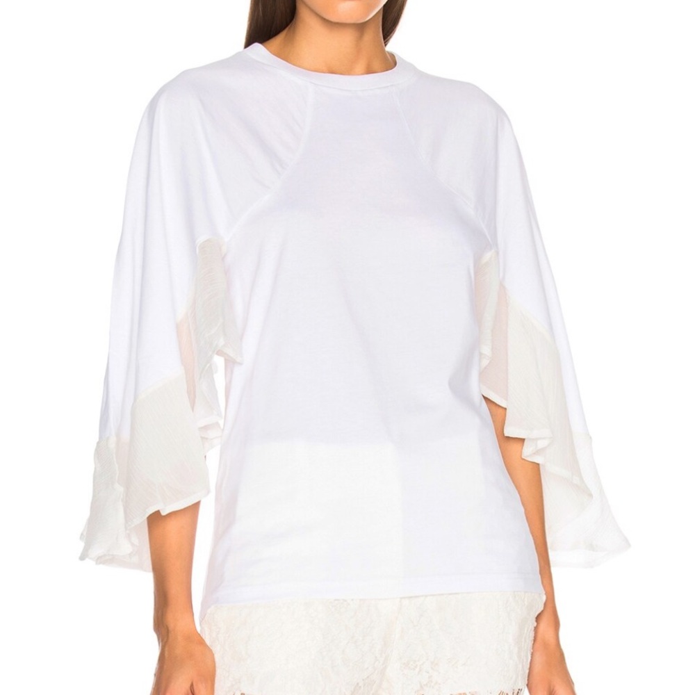 CHLOE Jersey Blouse with Crepon Sleeves Size Small
